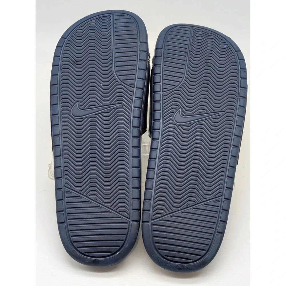 Nike Benassi JDI Men's Slide Sandals Navy Blue White Logo Size 9 Adj Strap